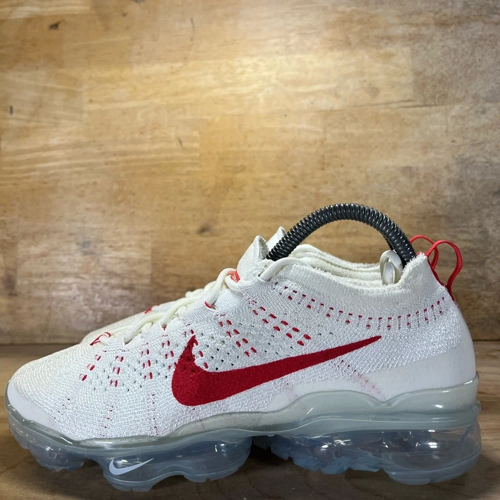 Nike Air VaporMax 2023 Flyknit Womens Size 7.5 Shoes Sneakers Sail Track Red - Picture 4 of 12